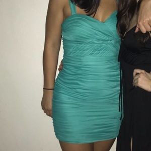 Hailey Teal roughed prom dress